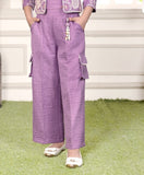 Royal Purple Embroidered Jacket Palazzo Set |  Party Wear Kids Outfit for Girls