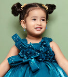 Teal Blue -Petal Bloom Baby Short Frock