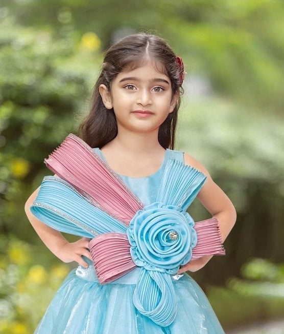 Powder Blue Blush Premium Long Gown