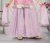 Lavender Floral Embroidered Palazzo Set