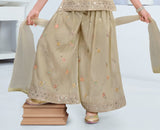 Antique Gold Embroidered Top & Sharara Set | Kids Ethnic Outfit for Girls