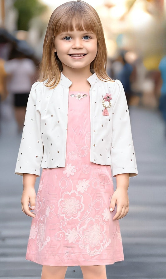 Blush Pink Blossom Party Short Frock