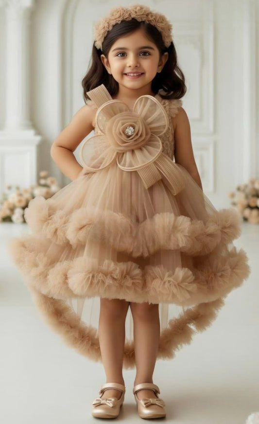 Champagne Brown Rose Royal Couture Short Frock