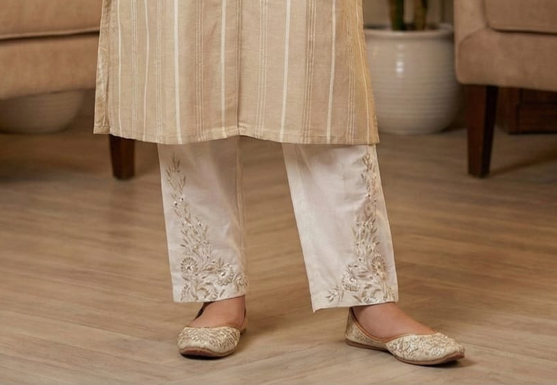 Sandstone Chikoo Grace Embroidered Kurta Set | Kids Ethnic Outfit for Girls