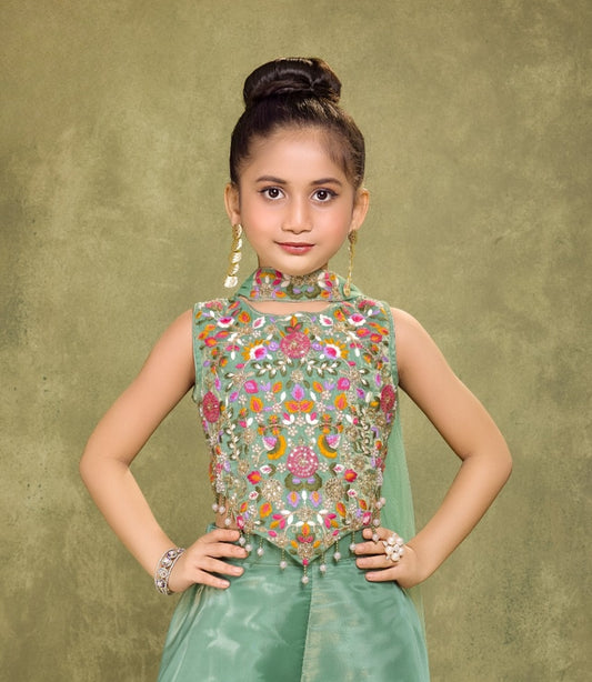 Mint Green Embroidered Palazzo Set