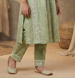 Sage Green Harmony Printed Kurta Set | Kids Ethnic Outfit for Girls