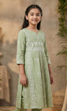 Sage Green Harmony Printed Kurta Set | Kids Ethnic Outfit for Girls