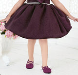 Wine - Off-Shoulder Bow Party Short Frock