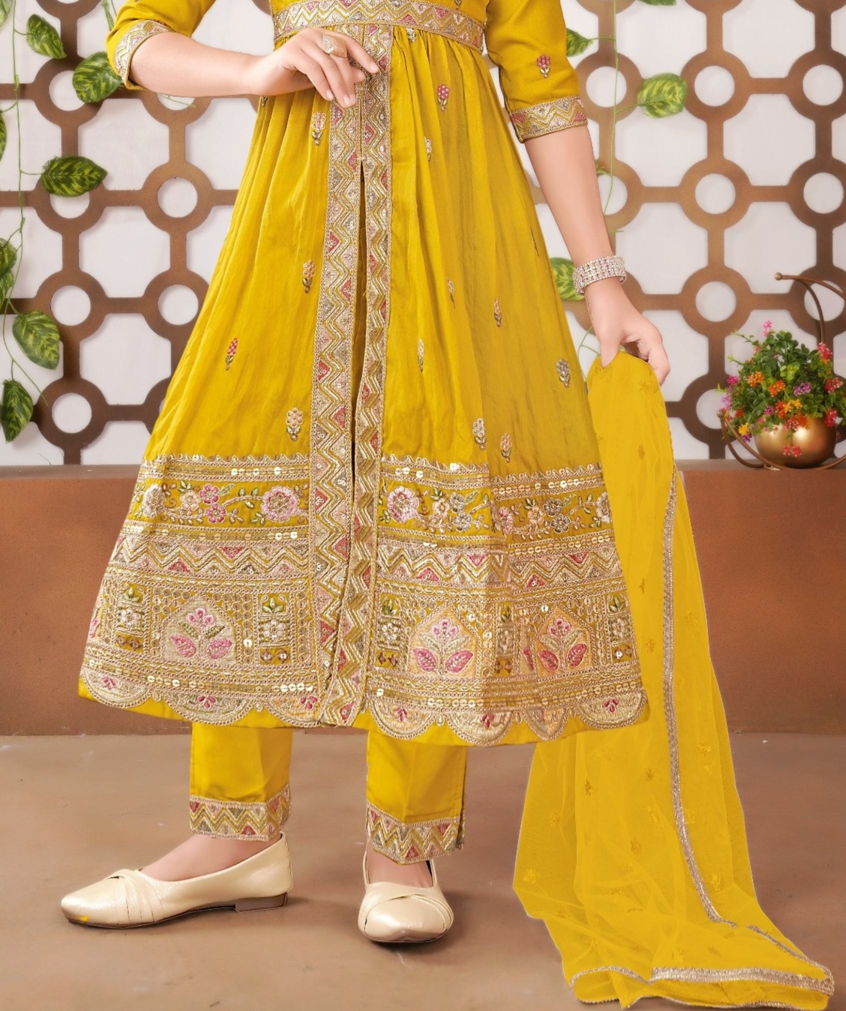 Yellow -Zayra Mustard Royale Kurti Set