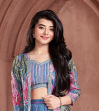 Blue Multi -Tropical Palazzo Sets